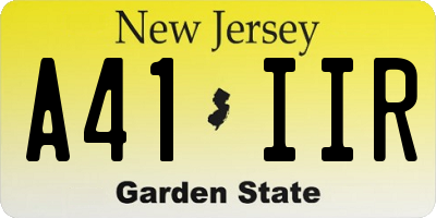 NJ license plate A41IIR