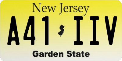 NJ license plate A41IIV