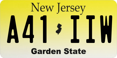 NJ license plate A41IIW