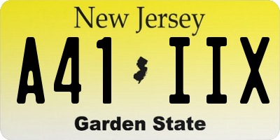 NJ license plate A41IIX