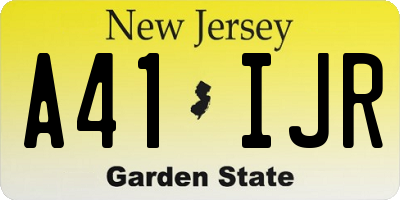 NJ license plate A41IJR