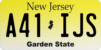 NJ license plate A41IJS