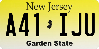 NJ license plate A41IJU