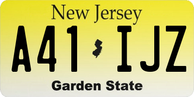 NJ license plate A41IJZ
