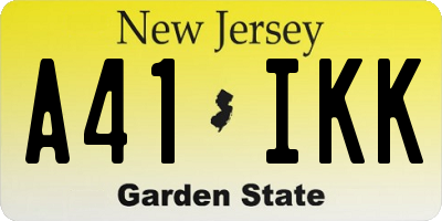 NJ license plate A41IKK