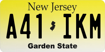 NJ license plate A41IKM