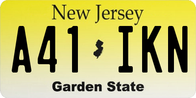 NJ license plate A41IKN