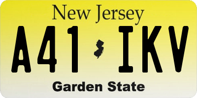 NJ license plate A41IKV