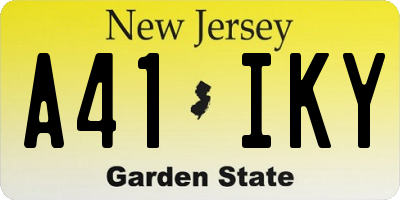 NJ license plate A41IKY