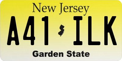 NJ license plate A41ILK