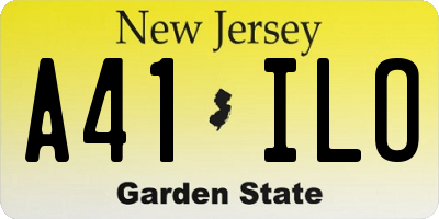 NJ license plate A41ILO