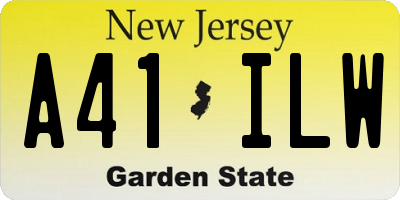 NJ license plate A41ILW