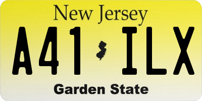 NJ license plate A41ILX