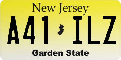 NJ license plate A41ILZ