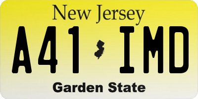 NJ license plate A41IMD