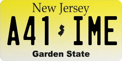 NJ license plate A41IME