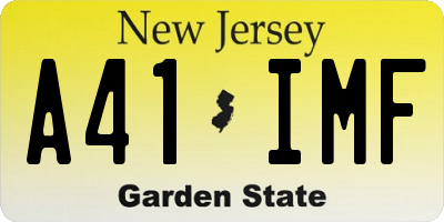 NJ license plate A41IMF