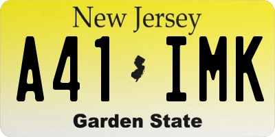 NJ license plate A41IMK