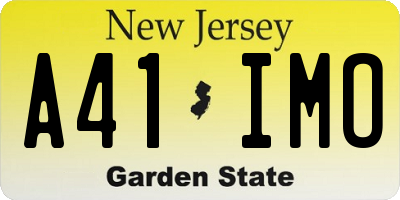 NJ license plate A41IMO