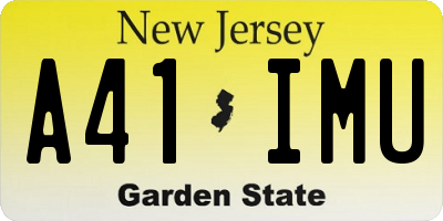 NJ license plate A41IMU