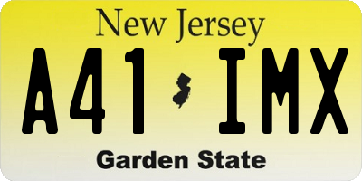 NJ license plate A41IMX