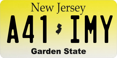 NJ license plate A41IMY
