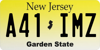 NJ license plate A41IMZ