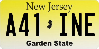NJ license plate A41INE