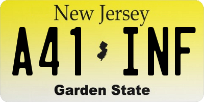 NJ license plate A41INF