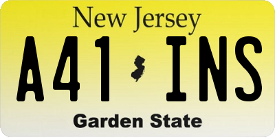 NJ license plate A41INS