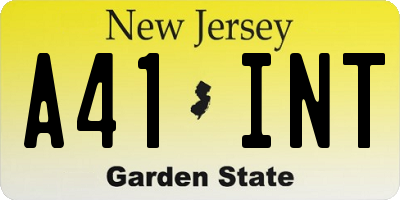 NJ license plate A41INT