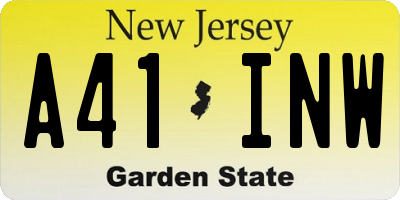 NJ license plate A41INW