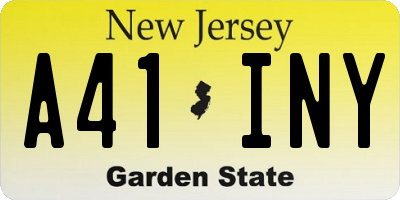 NJ license plate A41INY
