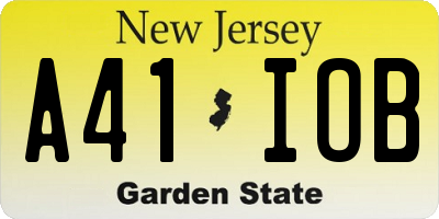 NJ license plate A41IOB