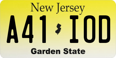 NJ license plate A41IOD