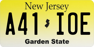 NJ license plate A41IOE