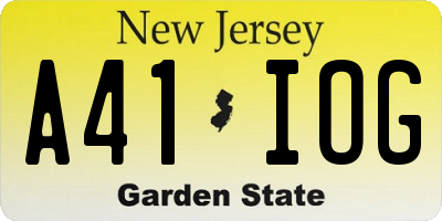 NJ license plate A41IOG