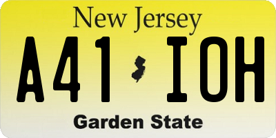 NJ license plate A41IOH