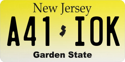 NJ license plate A41IOK