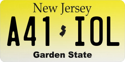 NJ license plate A41IOL