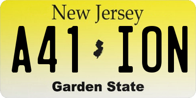 NJ license plate A41ION