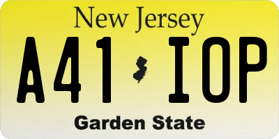 NJ license plate A41IOP