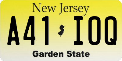 NJ license plate A41IOQ