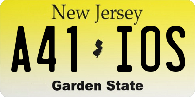 NJ license plate A41IOS