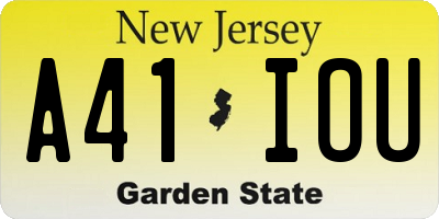 NJ license plate A41IOU