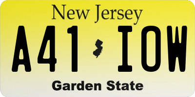 NJ license plate A41IOW