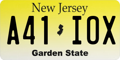 NJ license plate A41IOX