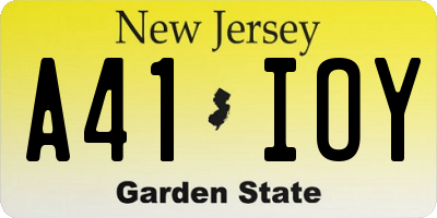 NJ license plate A41IOY