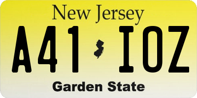 NJ license plate A41IOZ