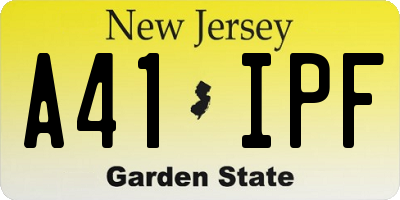 NJ license plate A41IPF